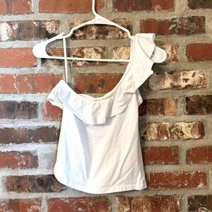 SHEIN White Ruffled Asymmetrical Camisole